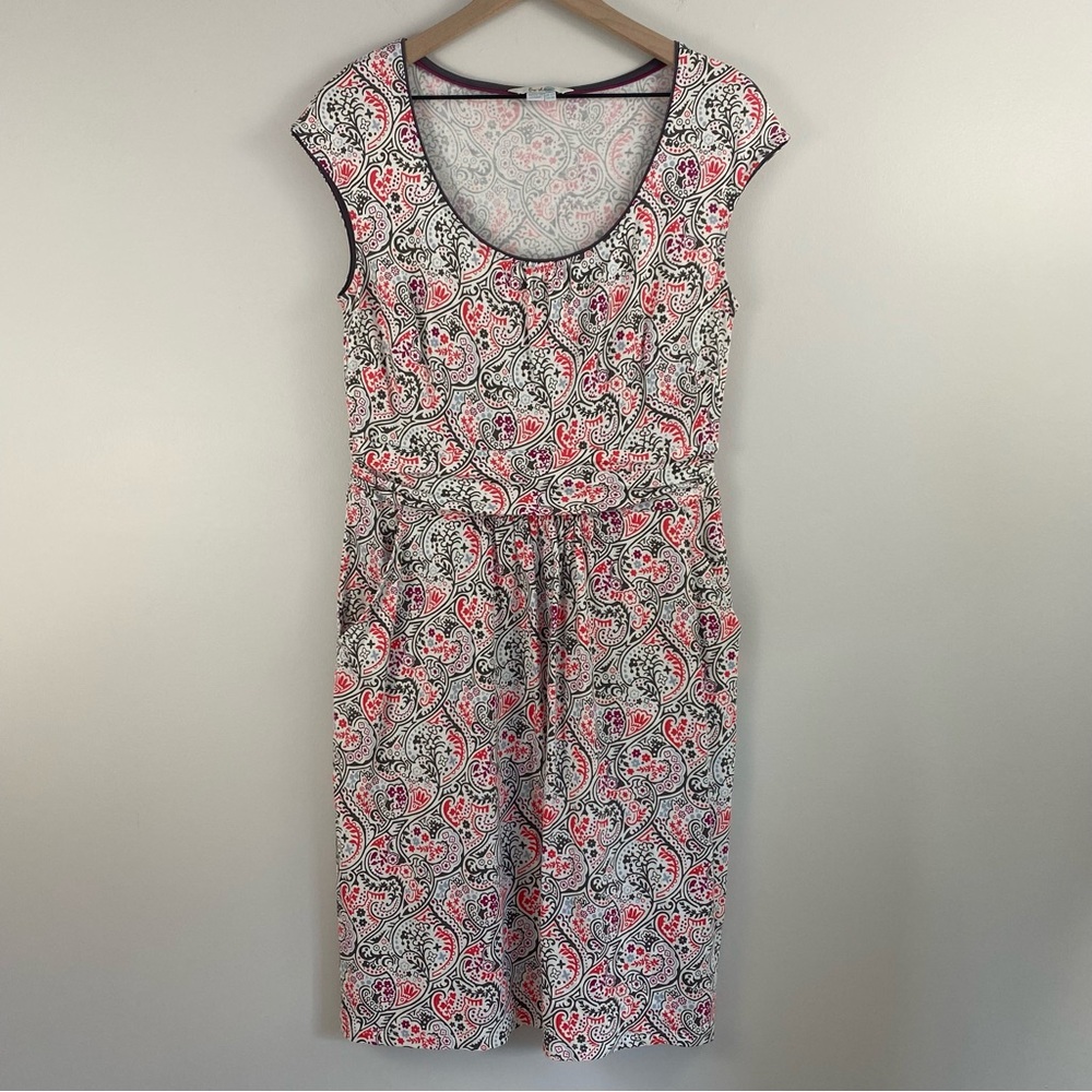 Boden Grey & Coral Paisley Pattern Margot Jersey Dress